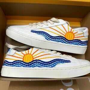 Soludos Womens  Leather Sneakers Size 5.5 Ortholite Insole Sunrise Sunset